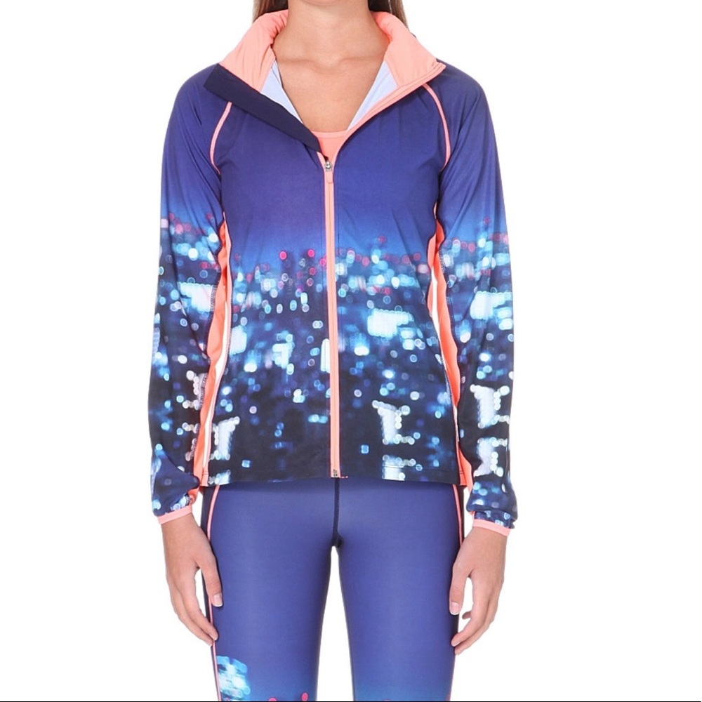Sweaty Betty Blue & Coral Graphic Zip Jacket